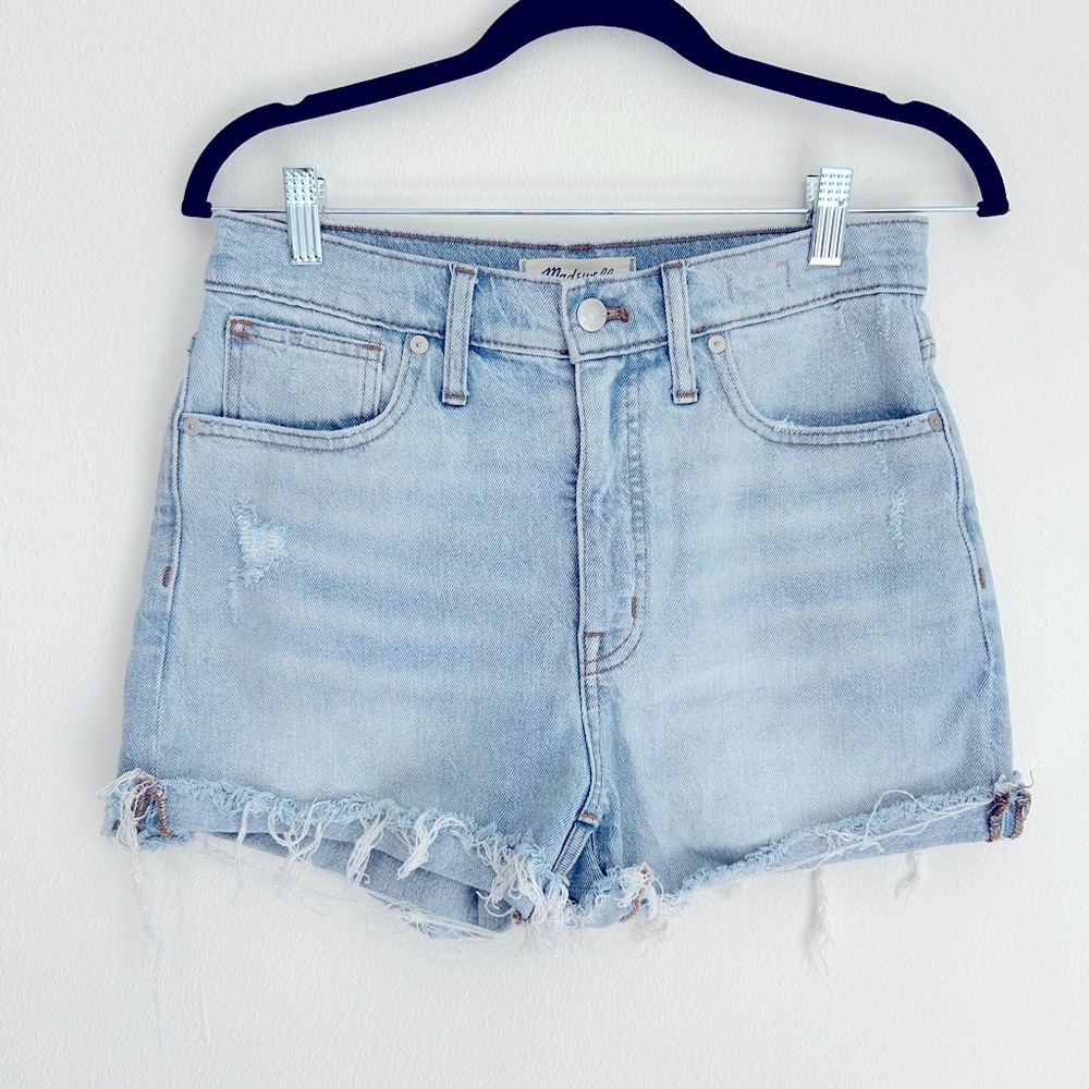 Madewell High-Rise Distressed Raw Hem Denim Shorts Size 27
